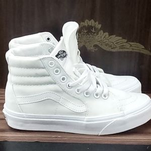 Vans Sk8-Hi top Canvas white on white shoes 6.5 women's